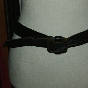 Vintage solid brass buckle thick leather belt